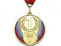 Медаль спортивная с лентой за 1 место. Диаметр 6,5 см: 5201-7