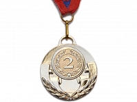 Медаль спортивная с лентой за 2 место. Диаметр 5 см: 507-2