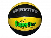 Мяч баскетбол/баскетбольный мяч/ Мяч для игры в баскетбол  SPRINTER SuperStar. Размер 5. Цвет: черно-желтый с разноцветными надписями