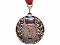Медаль спортивная с лентой за 3 место. Диаметр 6,5 см: 5201-12