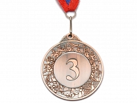 Медаль спортивная с лентой за 3 место. Диаметр 6,5 см: T503-3