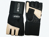 Перчатки для фитнеса/Перчатки для тяжёлой атлетики 'SPRINTER'. Размер: L. Цвет: чёрный/бежевый.
