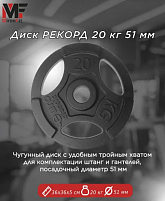 Диск для штанги РЕКОРД D51 мм 20кг.