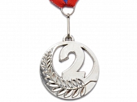 Медаль спортивная с лентой за 2 место. Диаметр 5 см: 5501-2