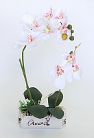 Орхидея в кашпо/Искусственные цветы в горшке/Цветок в кашпо для декора,15х35см.