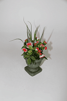 Розы в кашпо/Искусственные растения/Цветочная композиция/Декоративный букетик 18 см.