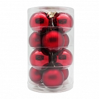 Набор ёлочных шаров, стекло, Ø 6 , красный блестящий/матовый, 12 шт в уп