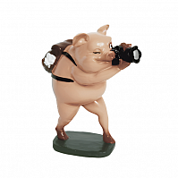 Фигурка свинки/Свинка с фотооаппаратом/Свинка фотограф/Прикольный сувенир фотографу,18 см. DN-53713g BuyHouse