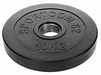 Диск  обрезиненный черный  10 кг. диаметр 51 мм со стальной закаленой втулкой