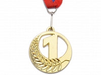 Медаль спортивная с лентой за 1 место. Диаметр 5 см: 5501-1