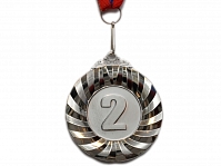 Медаль спортивная с лентой за 2 место. Диаметр 6,5 см: Е03-2